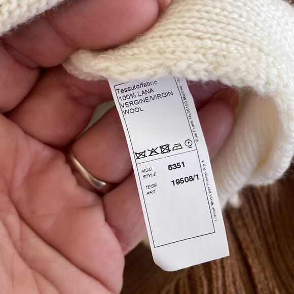 L.B.M. 1911 Men’s Virgin Wool Cream Contrast Turtleneck Pullover Sweater New - Picture 3 of 3